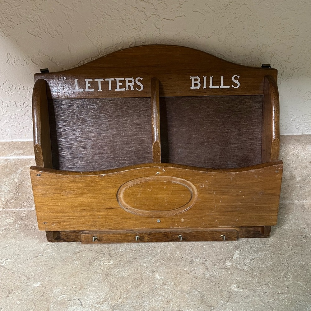 Wood Wall Mail Organizer - Letters & Bills